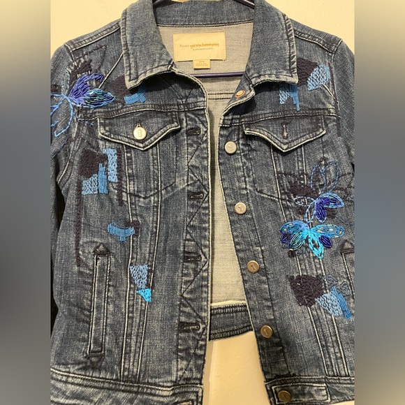 Anthropologie Pilcro and the Letterpress Denim Floral Embroidered Beaded… - Picture 4 of 11